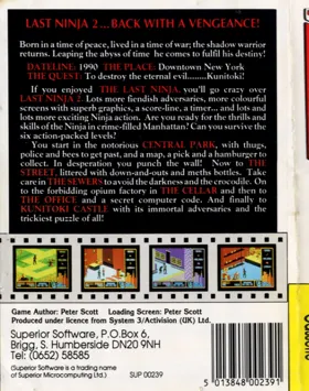 Last Ninja Two (19xx)(Superior Software) box cover back
